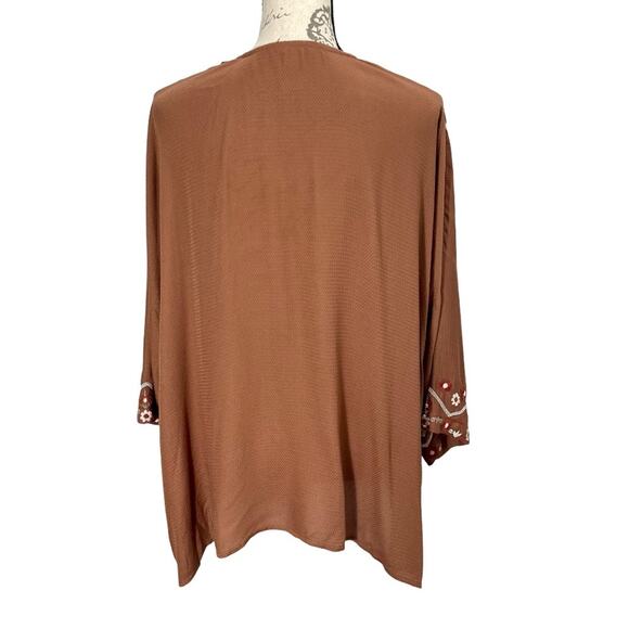 J Jill Women's OS Embroidered Kimono Open Front Cardigan Asymmetrical - Picture 3 of 13